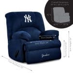 Yankees GM Microfiber Rocker Recliner Embroidered Logo Made in USA 8 Yankees GM Microfiber Rocker Recliner Embroidered Logo Made in USA