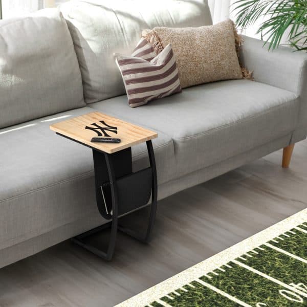 Yankees Laser Etched C Shape Side Table with Storage 1