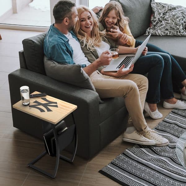 Yankees Laser Etched C Shape Side Table with Storage 2