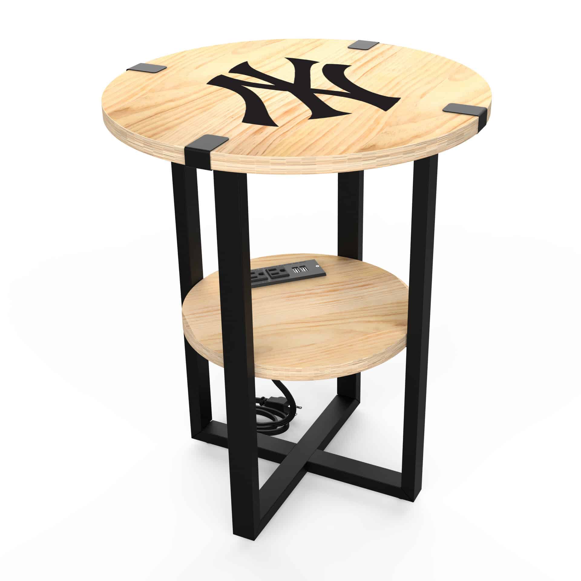 Yankees Laser Etched Side Table with Charger 4 Yankees Laser Etched Side Table with Charger - Image 4