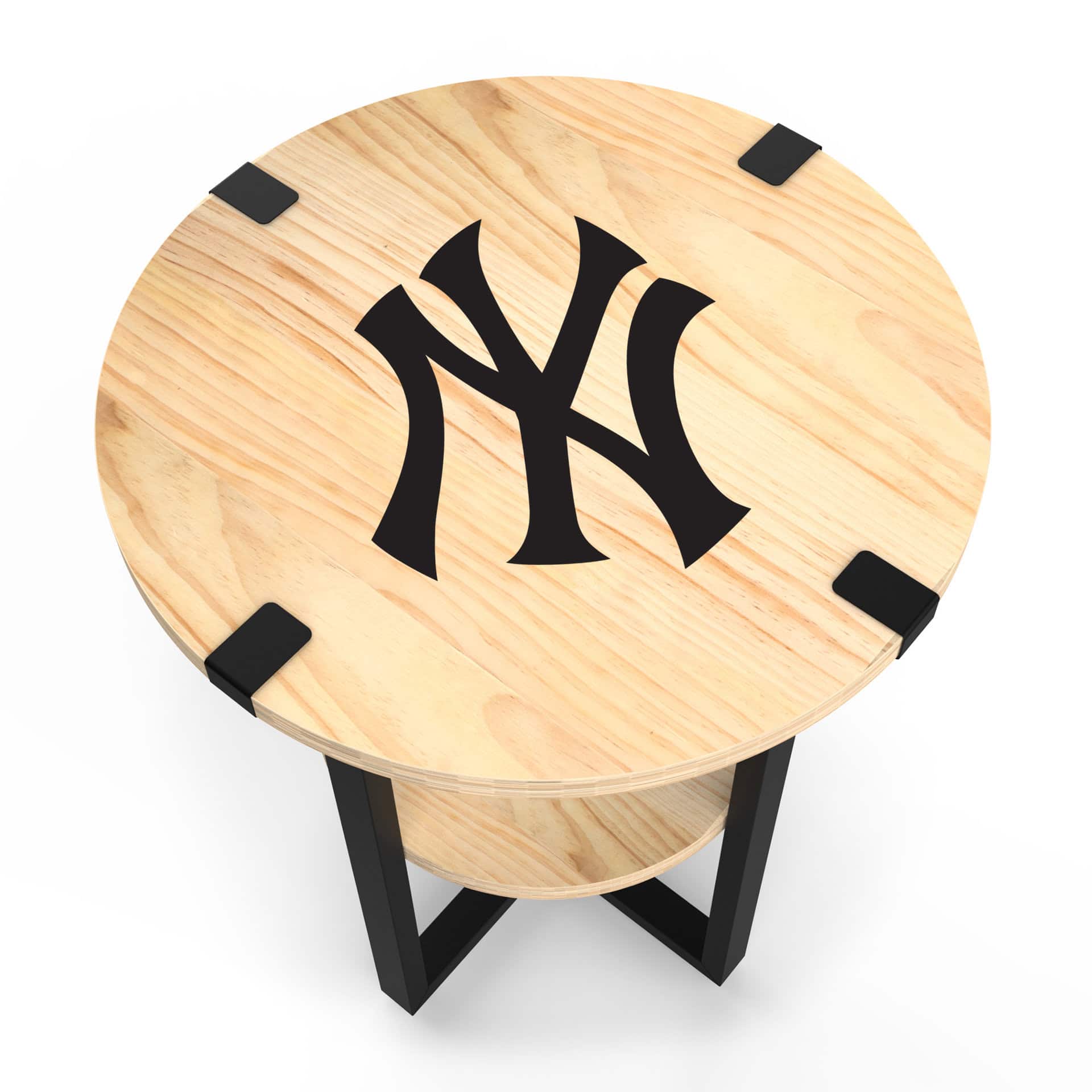 Yankees Laser Etched Side Table with Charger 5 Yankees Laser Etched Side Table with Charger - Image 5