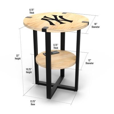 Yankees Laser Etched Side Table with Charger