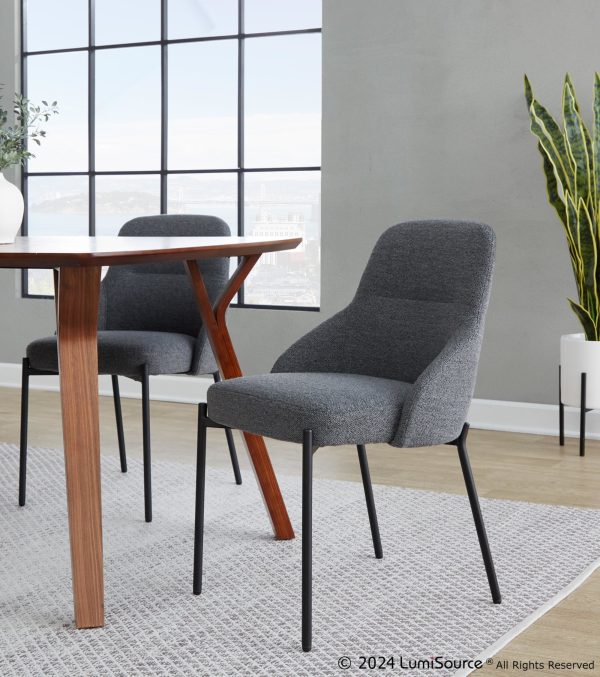 York Black Metal Dark Grey Contemporary Chairs Set of 2 1