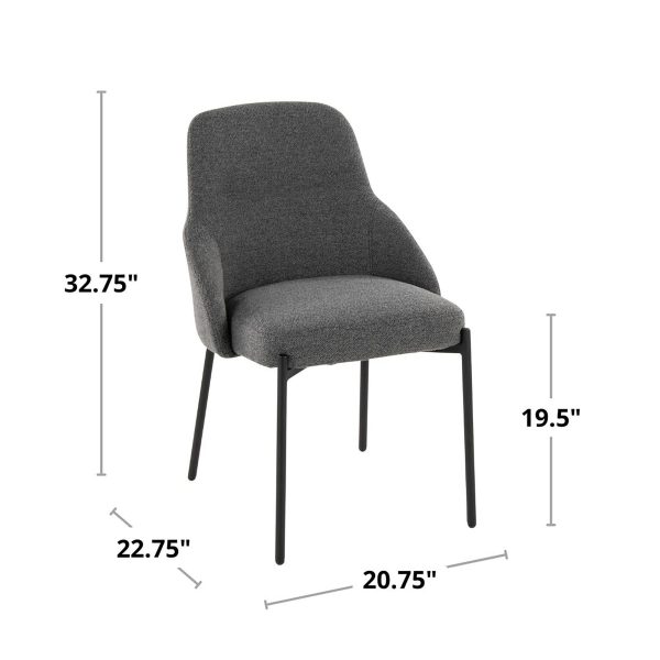 York Black Metal Dark Grey Contemporary Chairs Set of 2 12
