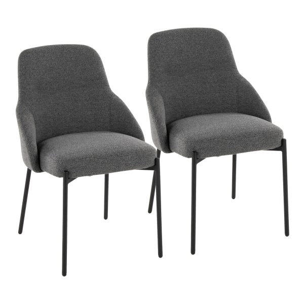 York Black Metal Dark Grey Contemporary Chairs Set of 2 3