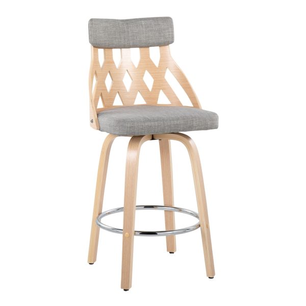 York Mid Century Modern 26 Inch Light Grey and Natural Counter Stool 1