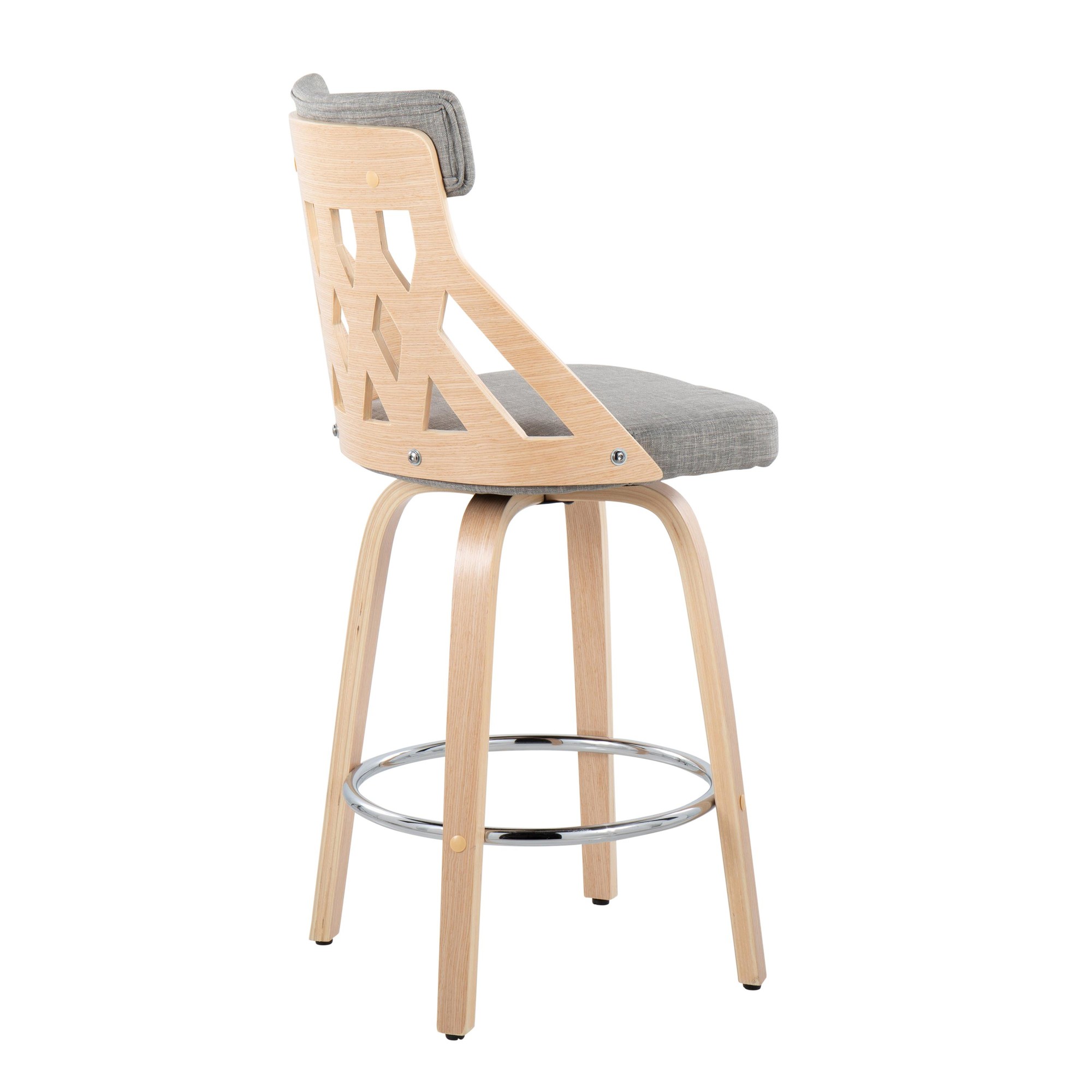 York Mid-Century Modern 26-Inch Light Grey and Natural Counter Stool 4 York Mid-Century Modern 26-Inch Light Grey and Natural Counter Stool - Image 4