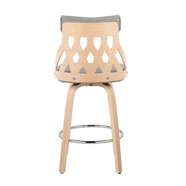 York Mid Century Modern 26 Inch Light Grey and Natural Counter Stool 4