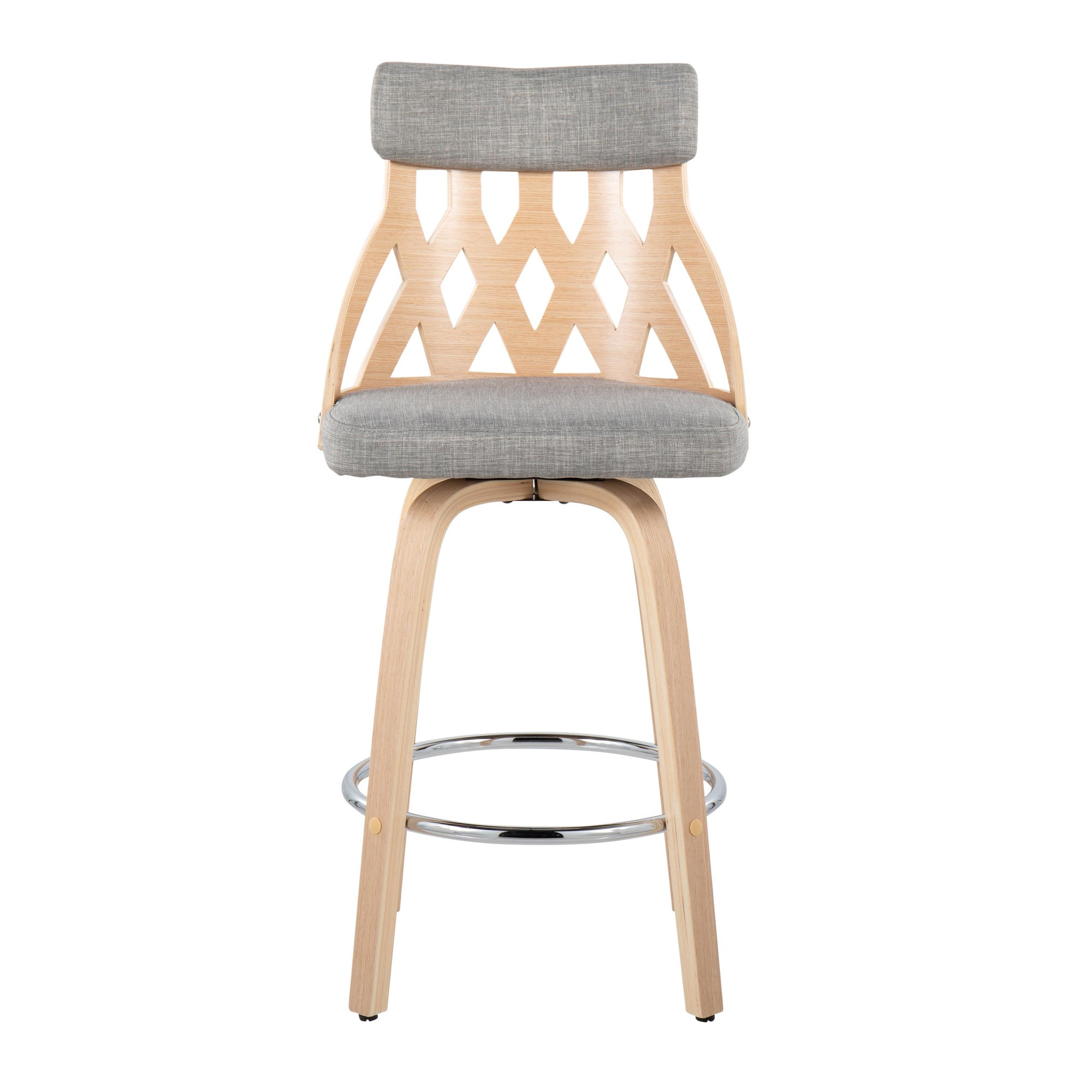 York Mid-Century Modern 26-Inch Light Grey and Natural Counter Stool 6 York Mid-Century Modern 26-Inch Light Grey and Natural Counter Stool - Image 6