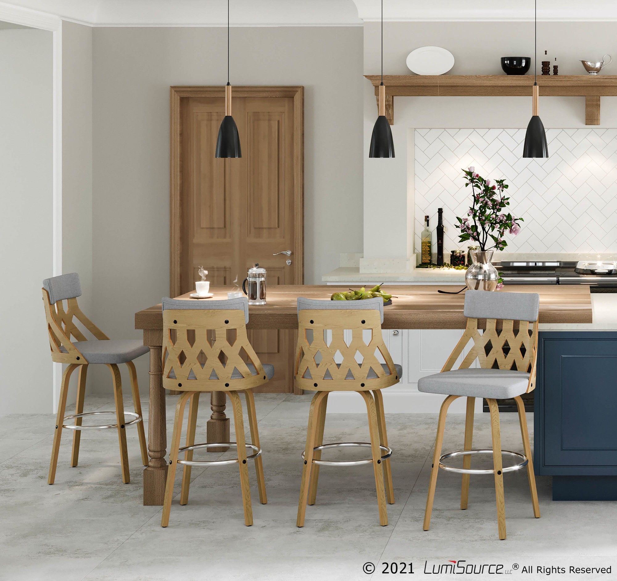 York Mid-Century Modern 26-Inch Light Grey and Natural Counter Stool 1 York Mid-Century Modern 26-Inch Light Grey and Natural Counter Stool