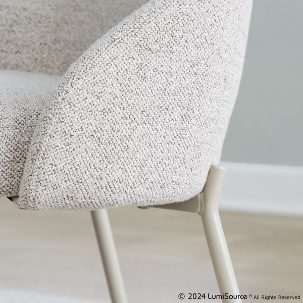 York Oatmeal Fabric Contemporary Armless Chairs Set of 2 1