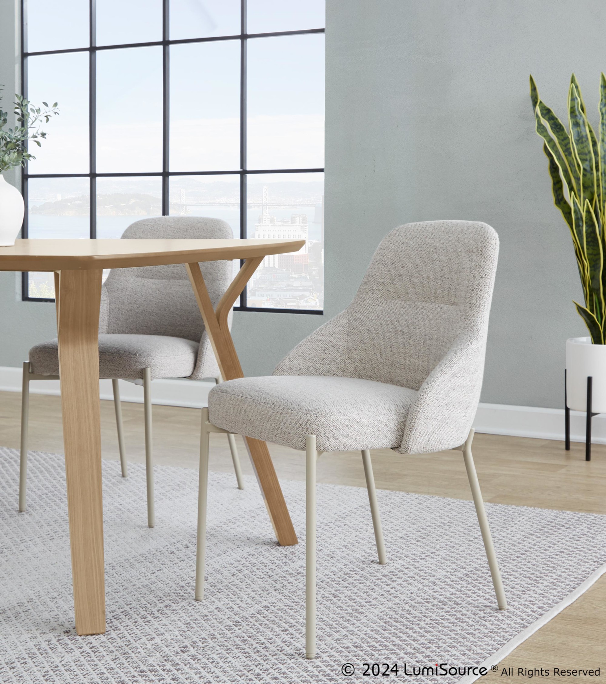 York Oatmeal Fabric Contemporary Armless Chairs (Set of 2) 3 York Oatmeal Fabric Contemporary Armless Chairs (Set of 2) - Image 3