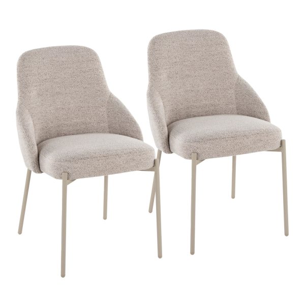 York Oatmeal Fabric Contemporary Armless Chairs Set of 2 3