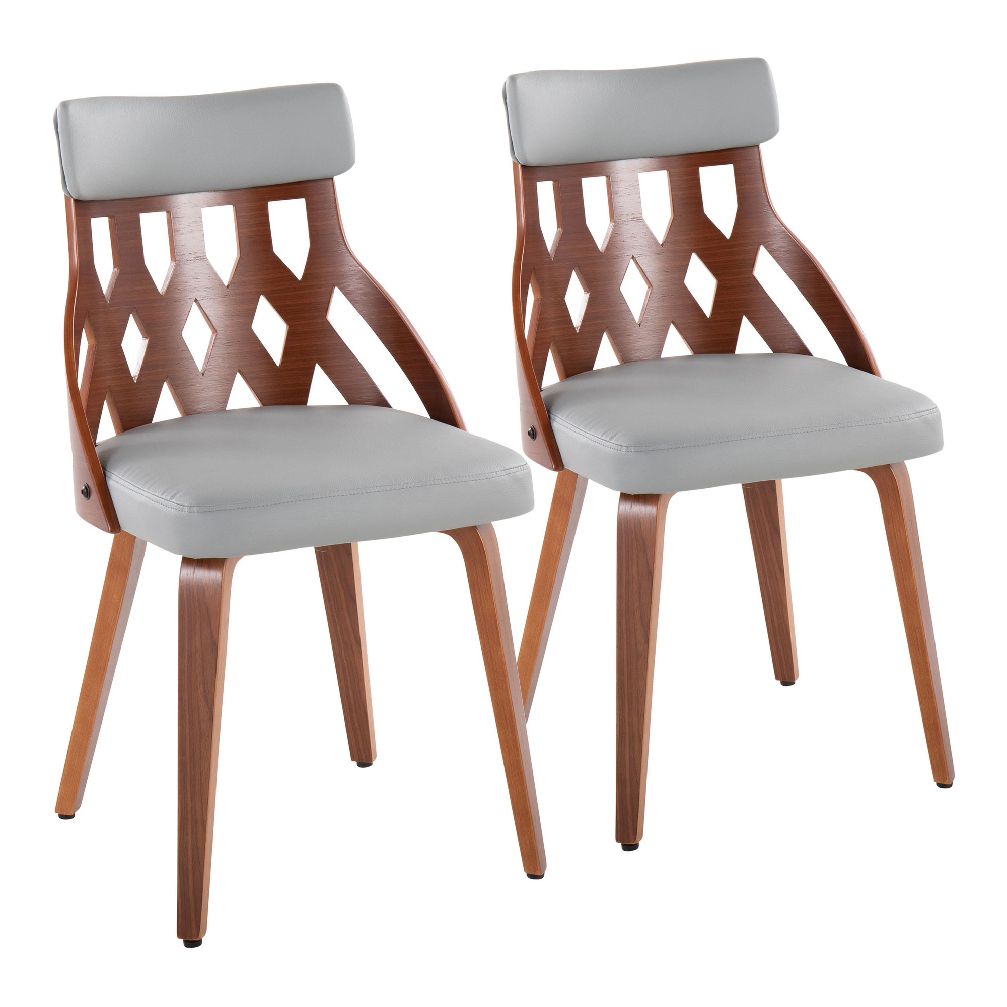 York Walnut Mid-Century Modern Dining Chairs Light Grey (Set of 2) 3 York Walnut Mid-Century Modern Dining Chairs Light Grey (Set of 2) - Image 3