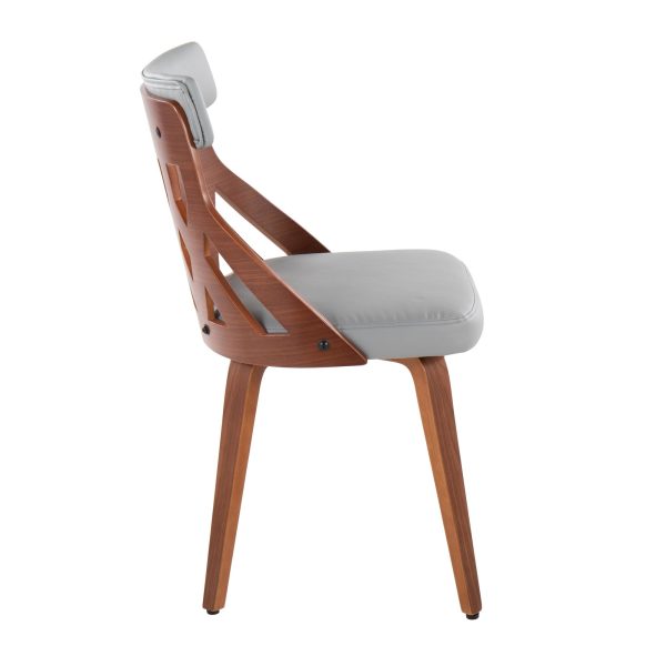 York Walnut Mid Century Modern Dining Chairs Light Grey Set of 2 4