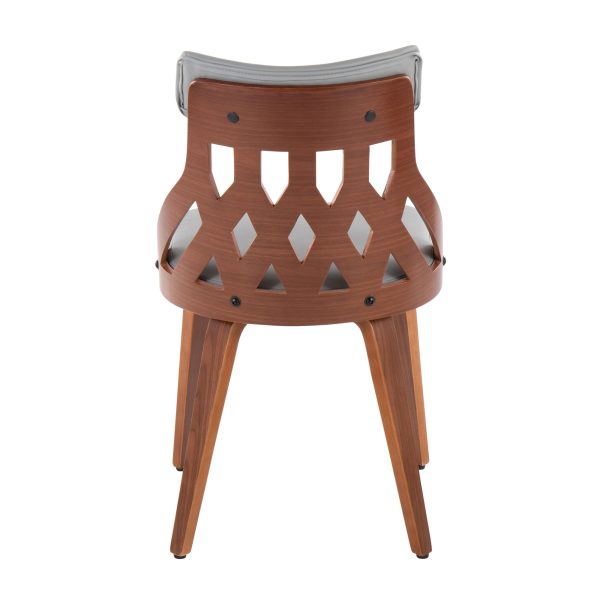 York Walnut Mid Century Modern Dining Chairs Light Grey Set of 2 6