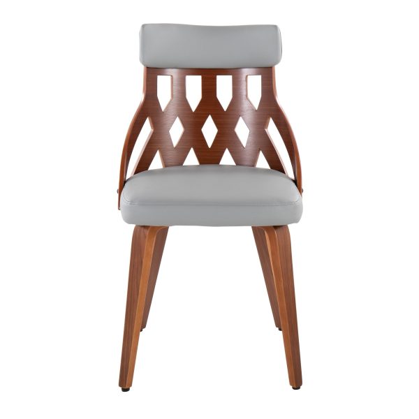 York Walnut Mid Century Modern Dining Chairs Light Grey Set of 2 7