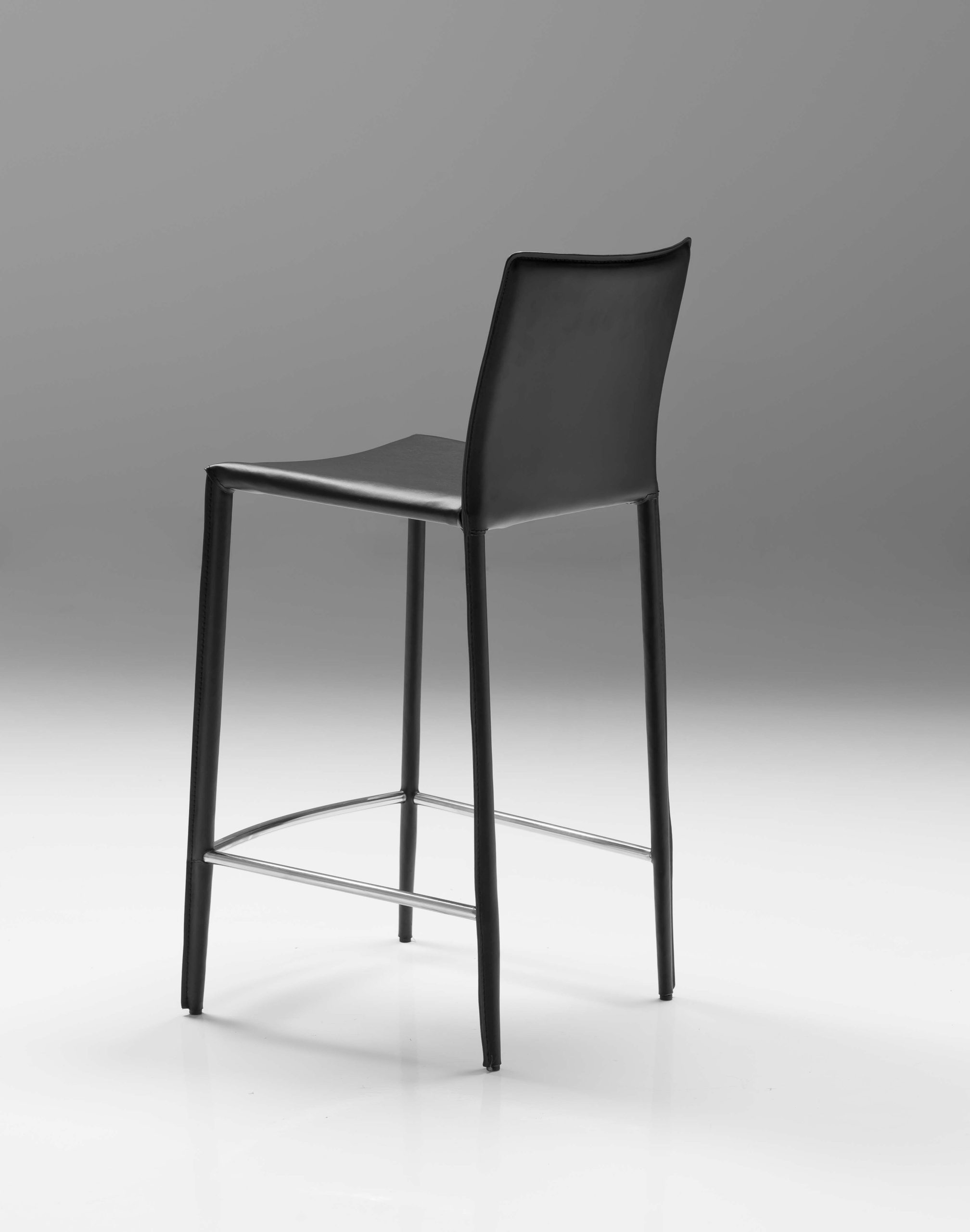 ZAK Black Leather Bar Stool Steel Legs 2 ZAK Black Leather Bar Stool Steel Legs - Image 2