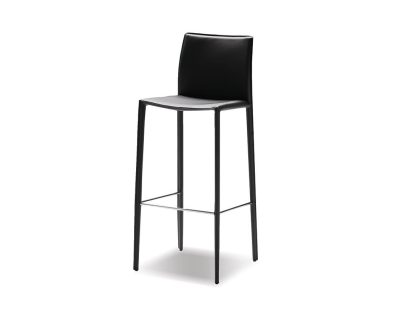 ZAK Black Leather Bar Stool Steel Legs
