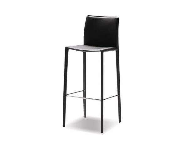 ZAK Black Leather Bar Stool Steel Legs 3