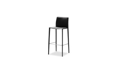 ZAK Black Leather Counter Stool Steel Legs