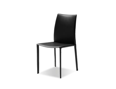 ZAK Black Leather Dining Chair Steel Legs