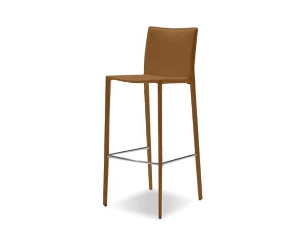 ZAK Caramel Leather Counter Stool Steel Legs
