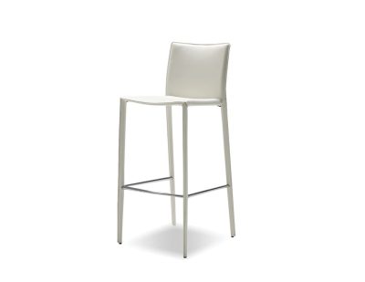 ZAK White Leather Counter Stool Steel Legs