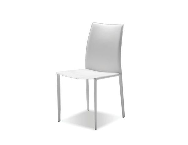 ZAK White Leather Dining Chair Steel Legs 2