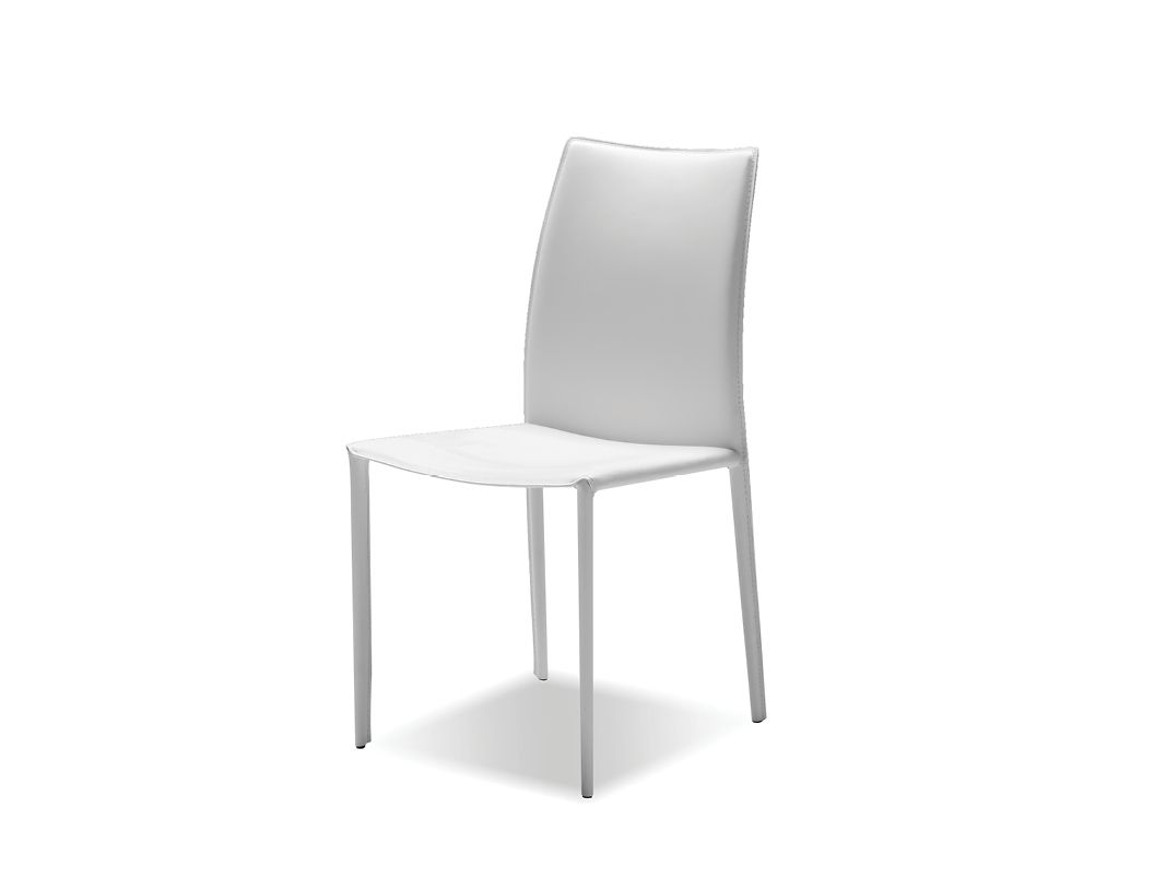 ZAK White Leather Dining Chair Steel Legs 1 ZAK White Leather Dining Chair Steel Legs