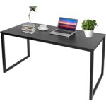 Modern Black Metal Frame Wood Top Home Office Desk 7 Modern Black Metal Frame Wood Top Home Office Desk
