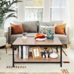 Modern 2-Tier Coffee Table with Storage in Natural Wood Finish