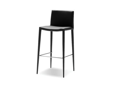 ZENO Black Leatherette Counter Stool Steel Legs