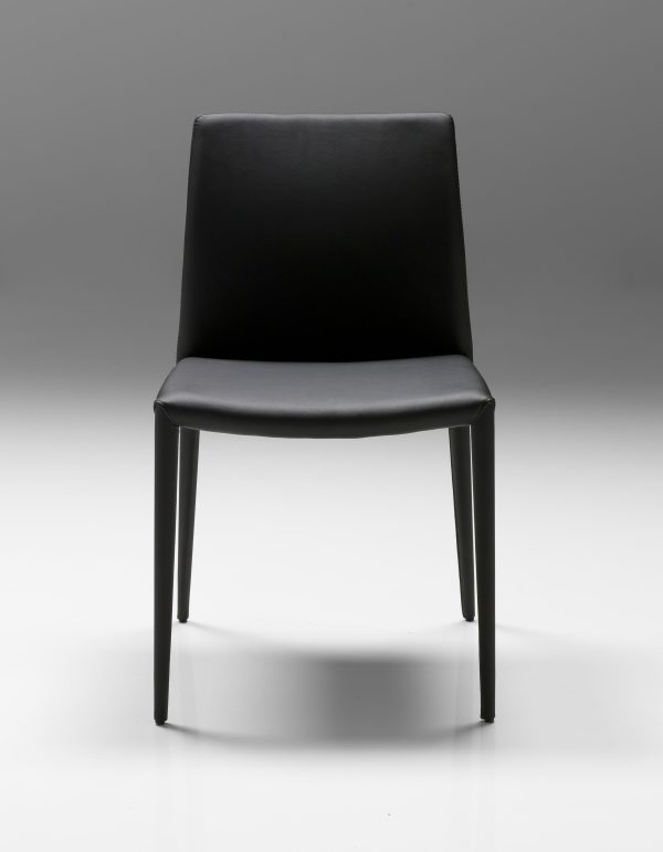ZENO Black Leatherette Upholstered Dining Chair Steel Legs 1 2