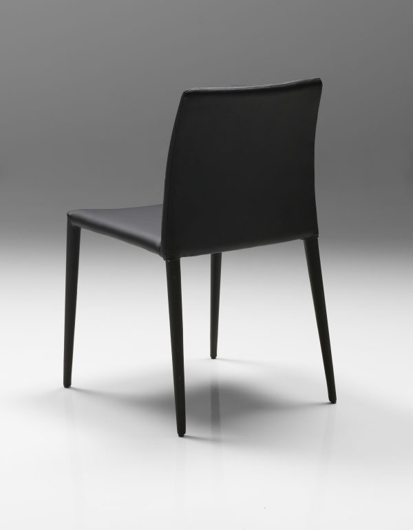 ZENO Black Leatherette Upholstered Dining Chair Steel Legs 2 2