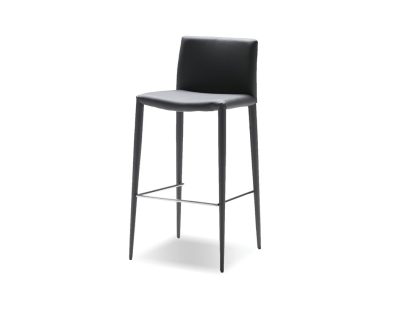 ZENO Grey Leatherette Counter Stool Stainless Steel Legs
