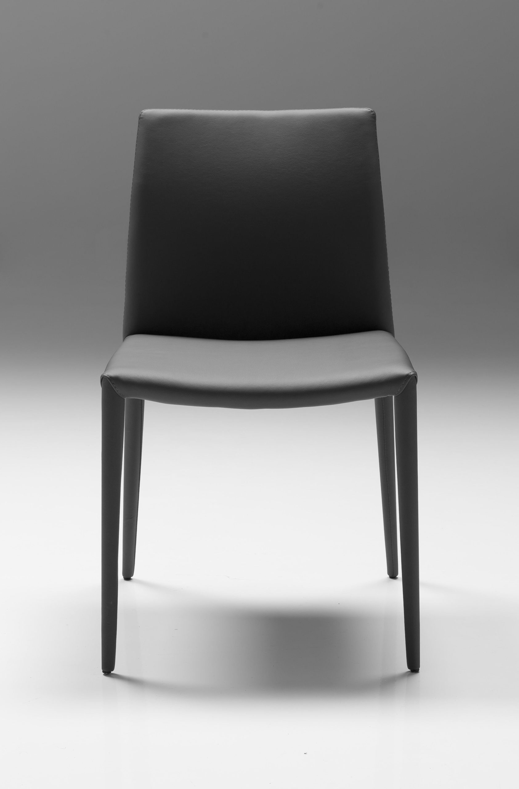 ZENO Grey Leatherette Dining Chair, Steel Legs 2 ZENO Grey Leatherette Dining Chair, Steel Legs - Image 2