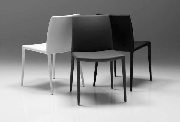ZENO Grey Leatherette Dining Chair Steel Legs 3 2