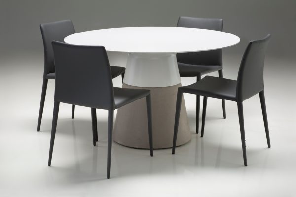 ZENO Grey Leatherette Dining Chair Steel Legs 4 2