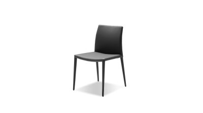 ZENO Grey Leatherette Dining Chair, Steel Legs