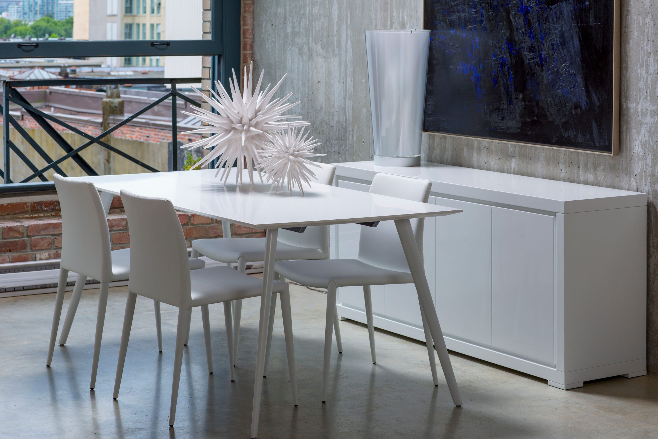 ZENO White Leatherette Dining Chair, Steel Legs 2 ZENO White Leatherette Dining Chair, Steel Legs - Image 2