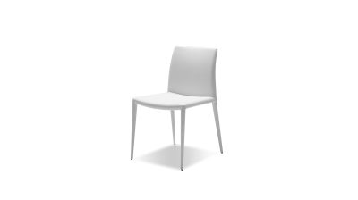 ZENO White Leatherette Dining Chair, Steel Legs