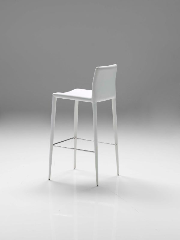 ZENO White Leatherette Upholstered Counter Stool Steel Legs 1 2