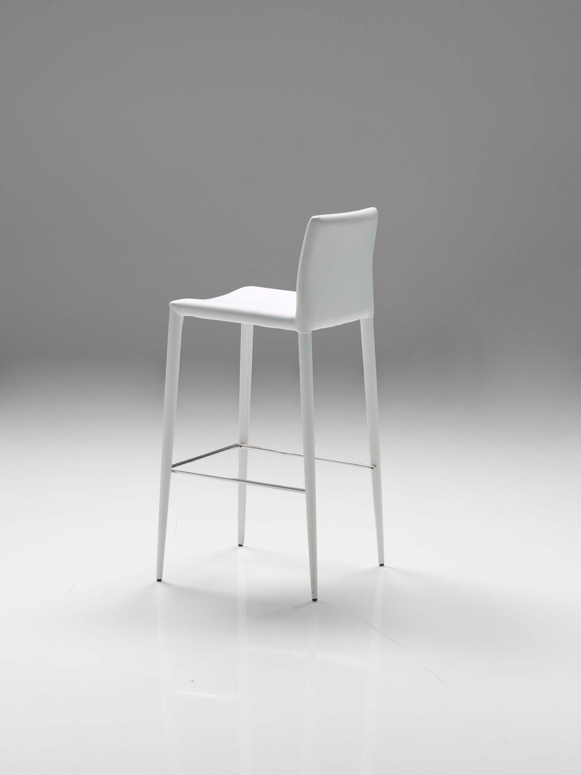 ZENO White Leatherette Upholstered Counter Stool Steel Legs 2 ZENO White Leatherette Upholstered Counter Stool Steel Legs - Image 2