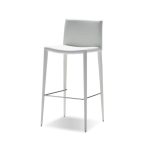 ZENO White Leatherette Upholstered Counter Stool Steel Legs 3 ZENO White Leatherette Upholstered Counter Stool Steel Legs