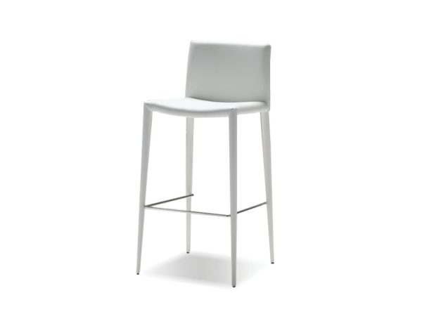 ZENO White Leatherette Upholstered Counter Stool Steel Legs 3