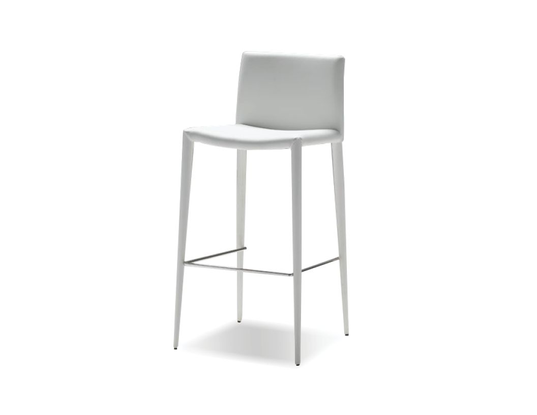 ZENO White Leatherette Upholstered Counter Stool Steel Legs 1 ZENO White Leatherette Upholstered Counter Stool Steel Legs