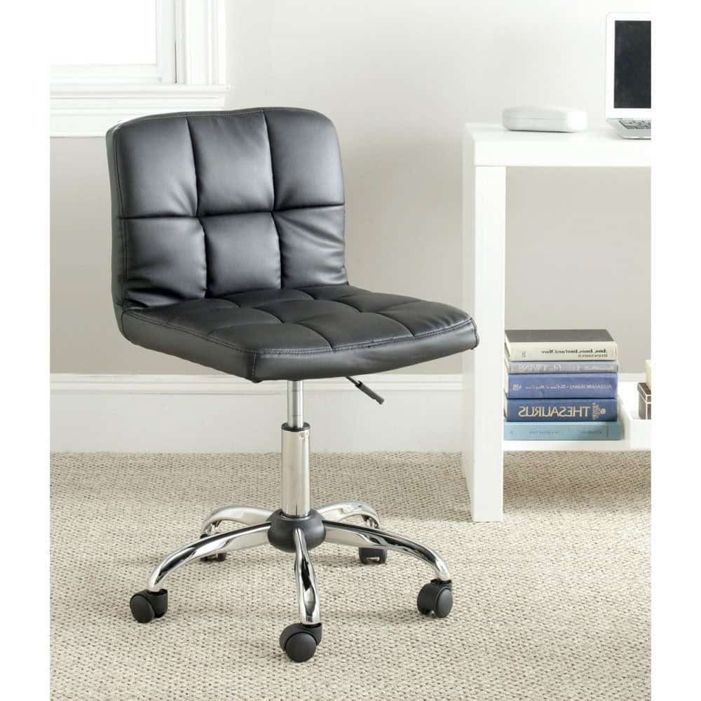 Modern Black Faux Leather Adjustable Home Office Desk Chair 1 Modern Black Faux Leather Adjustable Home Office Desk Chair