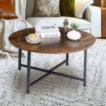 Rustic Industrial Round Coffee Table with Brown Wood Top 8 Rustic Industrial Round Coffee Table with Brown Wood Top