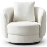 Cream Boucle Mid-Century Modern Accent Armchair for Living Room